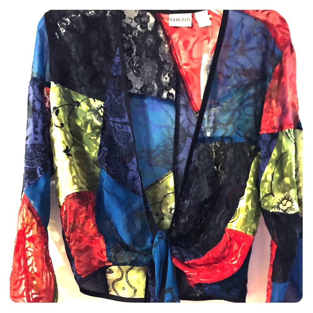 Chico's Tyler Multi-Color Patch Shirt Blouse